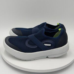 OOFOS OOmg Mesh Low Navy Blue Lime Accent Recovery Shoes Mens Size 8/41